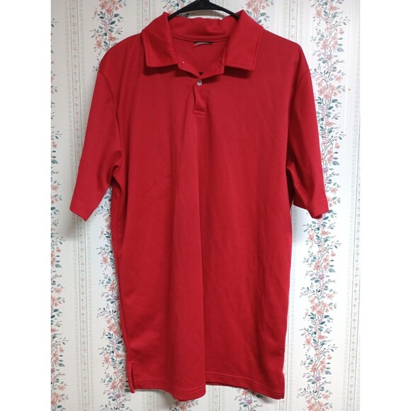 KFC Work Crest Uniform Polo Red Logo Shirt Sz L Kentucky Fried Chicken W/ STAINS - Picture 1 of 7